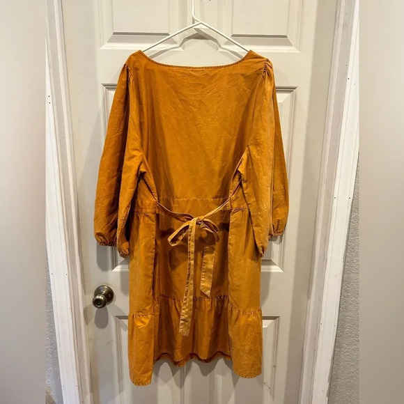 Ava & Viv Women's Copper Pumpkin 3/4‎ Ballon Sleeve Ruffle Hem Dress size 2X NWT - Picture 4 of 6